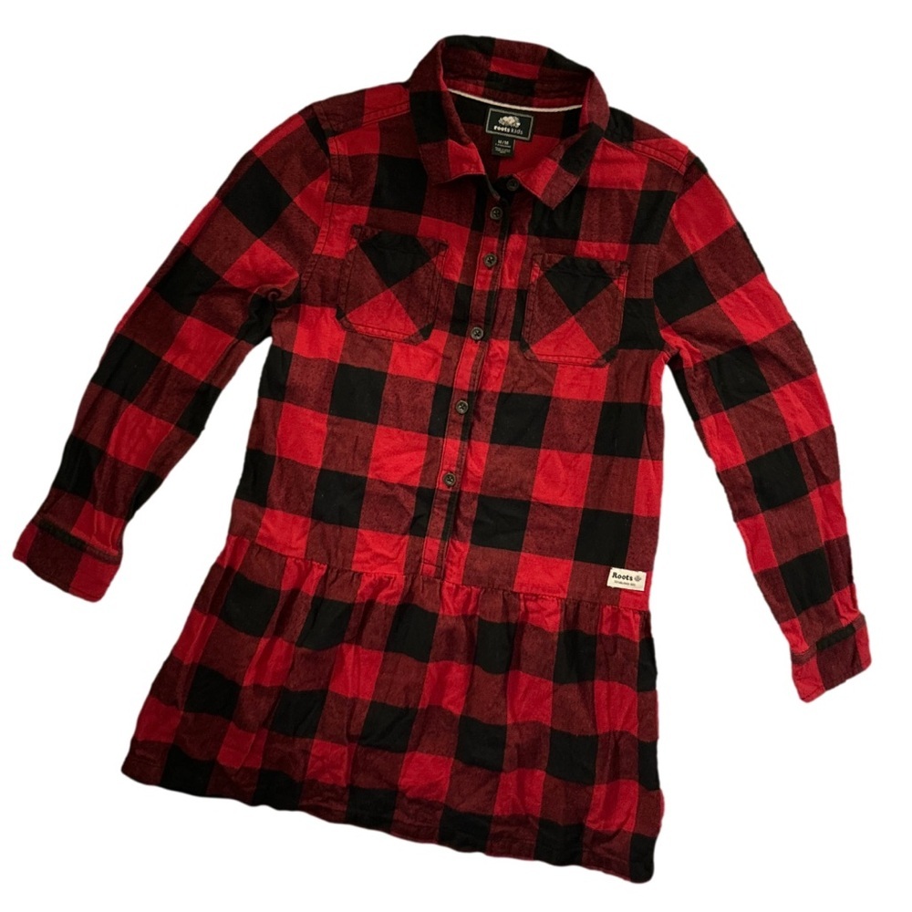 Roots Park Plaid Buffalo Check Flannel Dress M 7-8yr